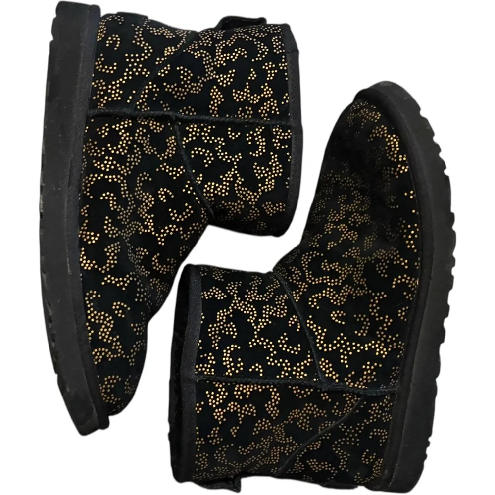 Classic Mini Metallic Conifer Black and Gold  Ugg Boots Size 8